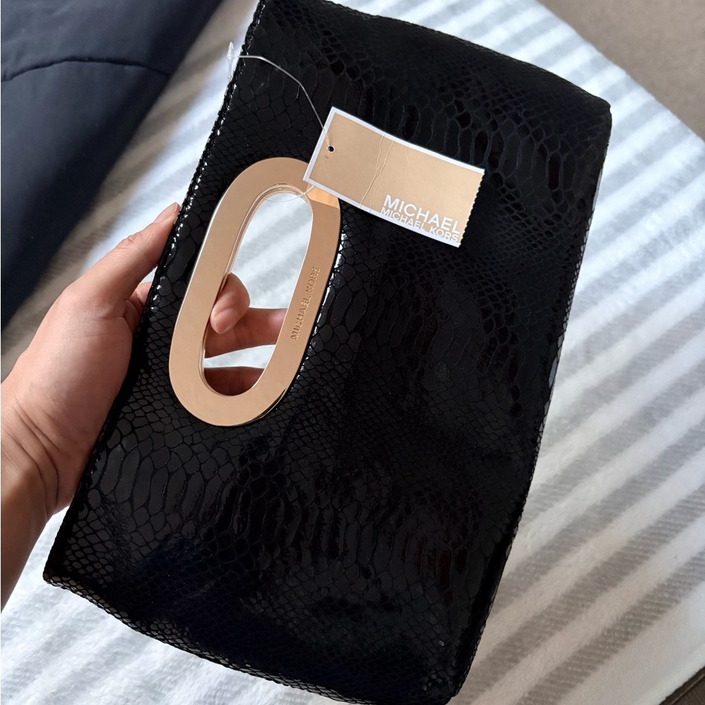 Michael Kors Berkley Python Embossed Python Clutc… - image 1